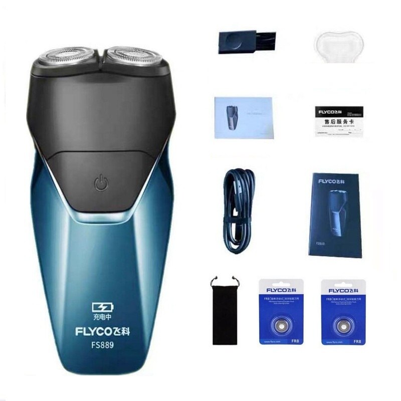 Flyco ipx 7 elektrische waterdichte scheermes, intelligente nat-droog baardtrimmer, afwasbaar scheerapparaat voor mannen, 3d type c, usb, snel opladen: 3