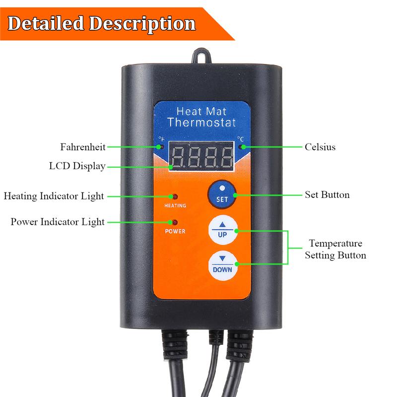 220V 1000W Plant Greenhouse Digital Temperature Controller Intelligent Temperature Control Regulator Pet Thermostat Device