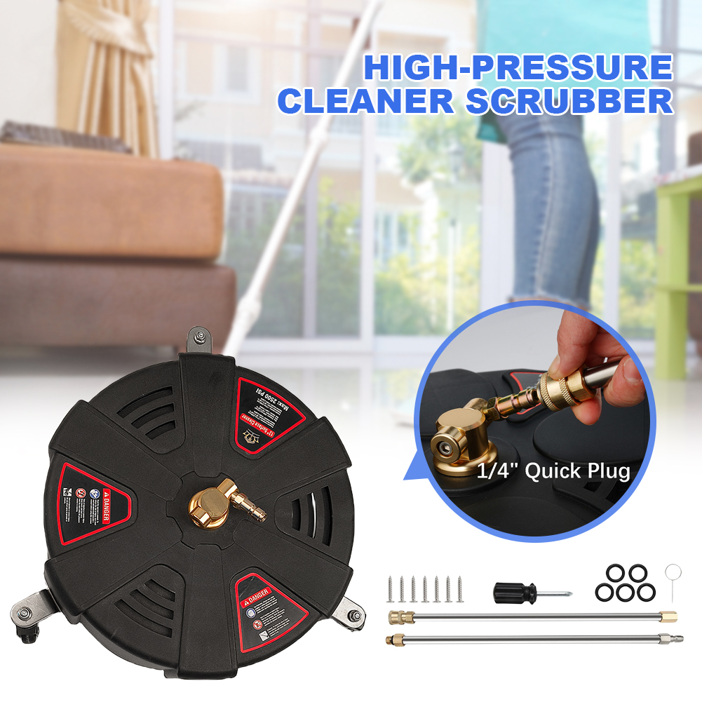 Pressure Washer 1/4 Quick Connector Floor Scrubber with Extension Wand Powerful Pressure Washer Replacement Nozzles with 3 Wheel