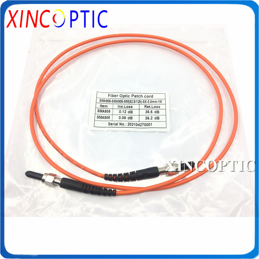 SMA905-SMA905 Simplex Multimode OM1 62.5/125 1M 2M 3M 5M 7M 10M 15M SMA-SMA MM Metal Ferrule 3.0mm Fiber Optic Patch Cord Cable