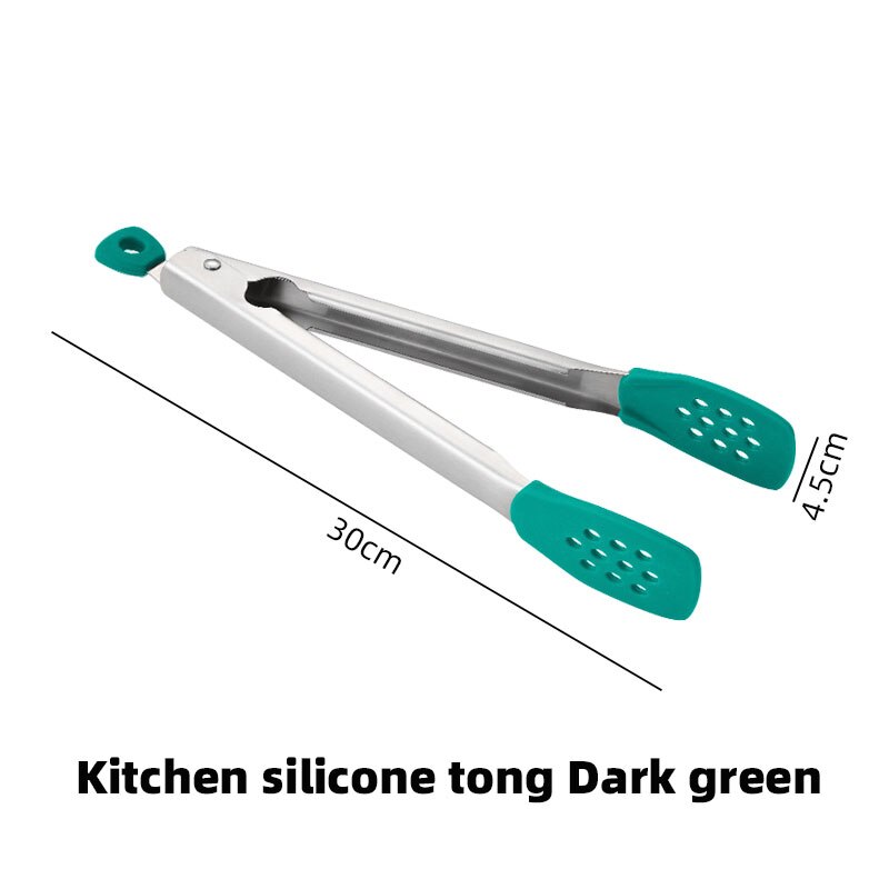 AIRBELL silicone kitchen tongs clip food gadgets accessories utensils bbq tools cooking tongue barbecue meat Clamp Salad Grill: Green