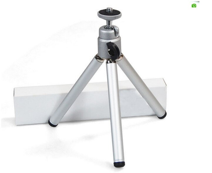 Two Sections Desktop Mobile Phone Bracket Mini Tripod Camera: Silver Gray