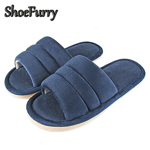 ShoeFurry Winter Mannen Casual Schoenen Thuis Slippers Zachte Pluche Warme Katoenen Schoenen Mannelijke Indoor Slippers Huis Harige Slippers Big Size: SZJ-STPM Navy Blue / 10
