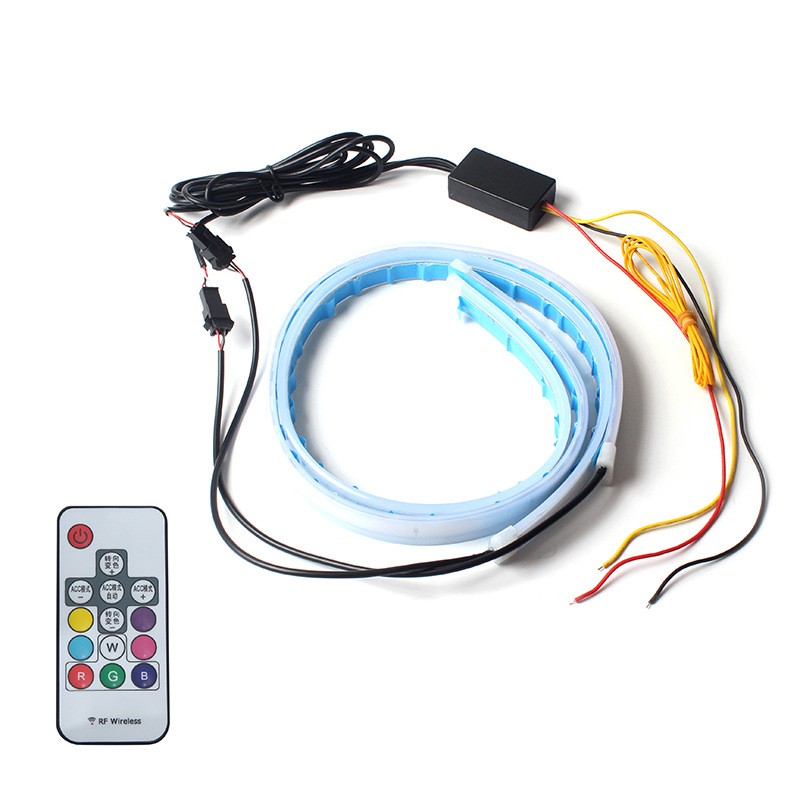Tira de luces LED RGB para motocicleta, Lámpara decorativa con Control remoto, Flexible, resistente al agua, Control de sonido, 12V: Lavanda