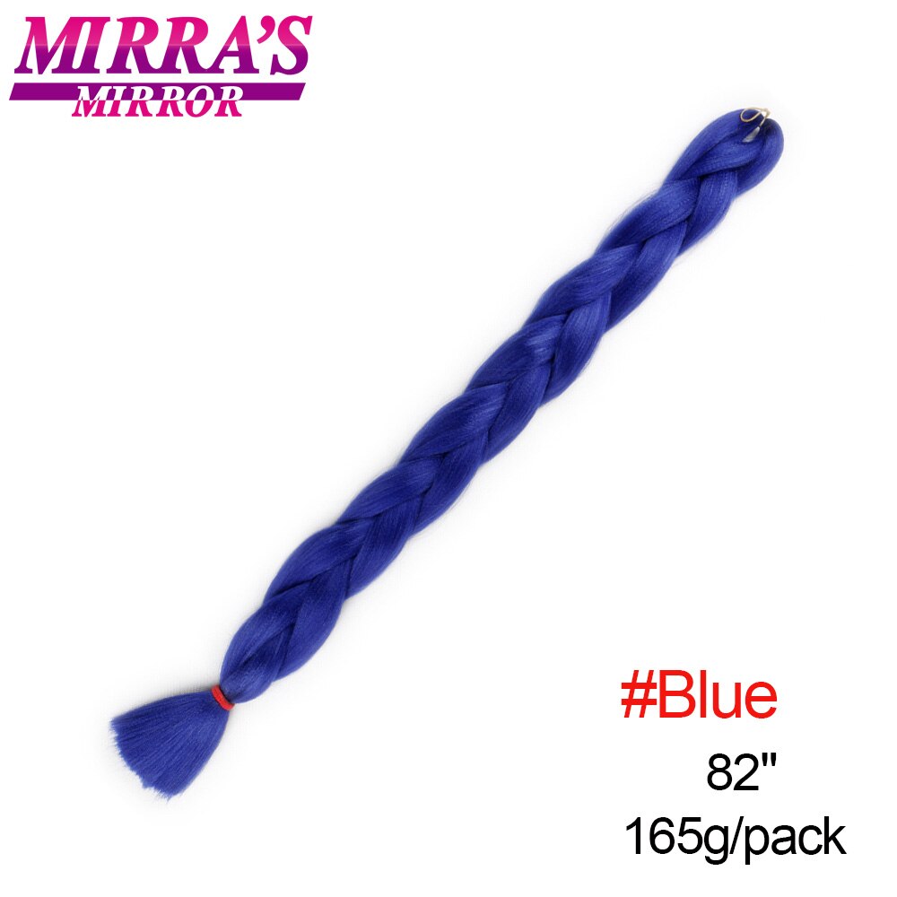 Mirra's Mirror – Extensions de tresses synthétiques Jumbo, 82 pouces, tresses Afro colorées rose bleu gris noir: # Bleu