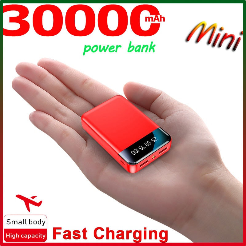 Mini batterie de puissance 30000MA Portable chargeur de banque de puissance en plein air voyage PowerBank affichage numérique LED éclairage pour Xiaomi Samsung