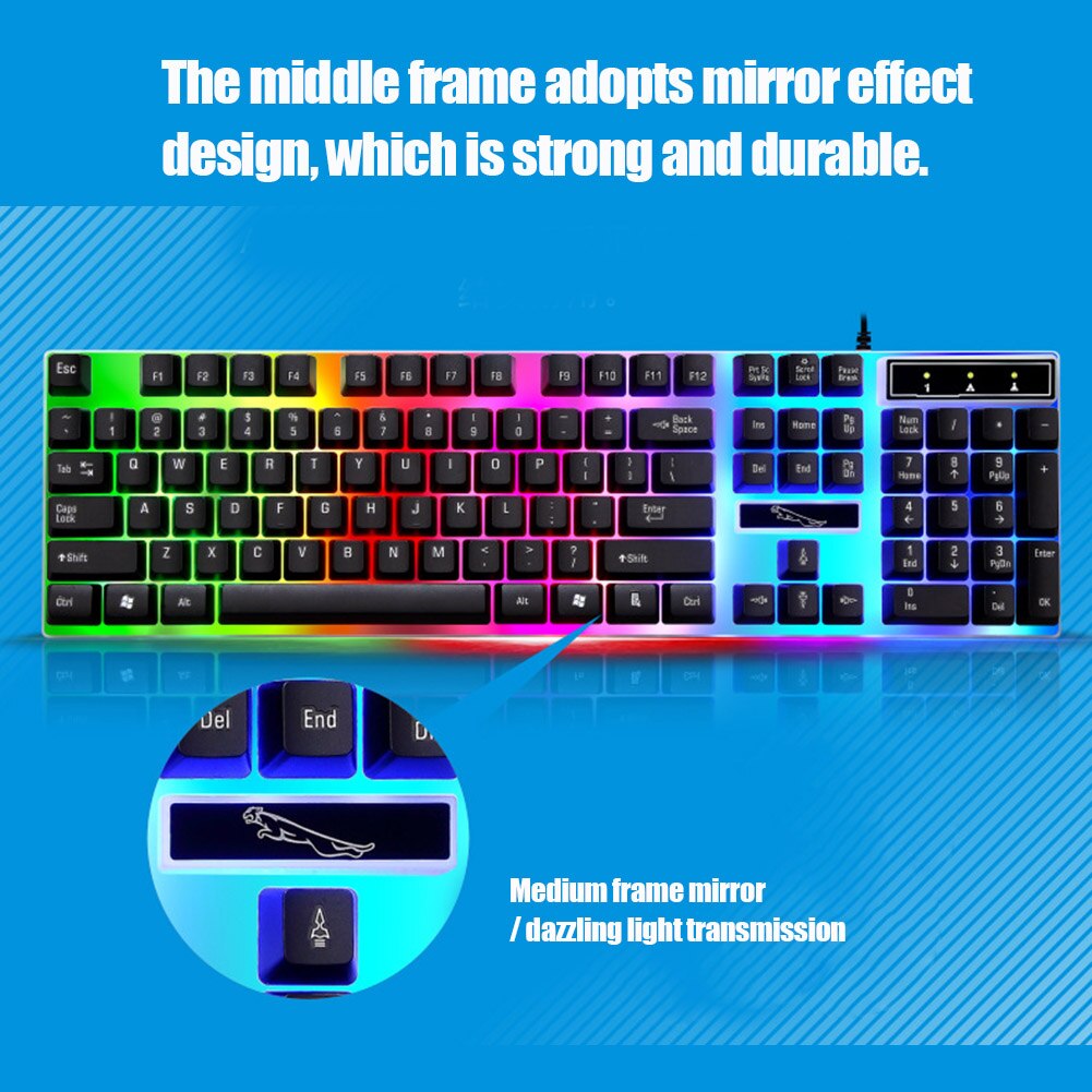 Kablet gaming tastatur og mus sett fargerik led bakgrunnsbelyst usb gaming tastatur mus for bærbar pc spillere nk-shopping