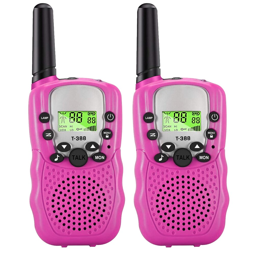 2/3 Pack Kids Walkie Talkies 3km Range 22 Channels 2 Way hand-free interphone Mini Two-Way Radio Station Family Camping: Pink