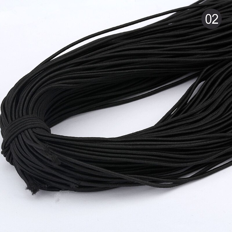 2 Meter/Bag Zwart Wit Multi Size Ronde Elastische Band Elastisch Touw Rubberen Band Elastische Lijn DIY Naaien Accessoires: 02 Black 2M / 4mm