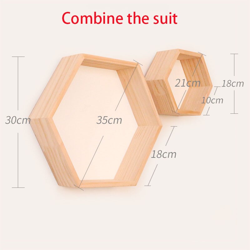 Kleurrijke Moderne Massief Houten Muur Decoratie Rack Wanddecoratie Creatieve Display Rack Honingraat Hexagon Rack: Creamy White