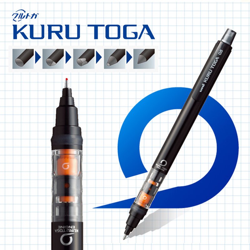 UNI KURUTOGA Automatic Pencil M5-452 Lead Core Rotation 0.5mm Active Pencil Writing Constantly for Primary School Students