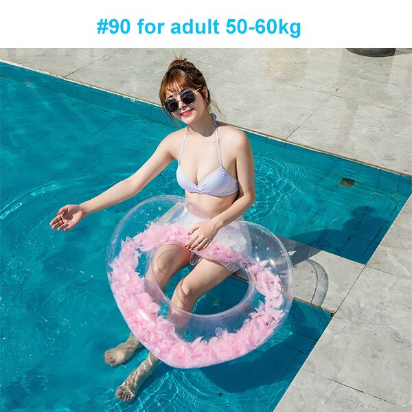 Rooxin fjäder uppblåsbar simring pool flytande simcirkel för vuxna barn flytande madrass säte pool partyleksaker: 90 rosa