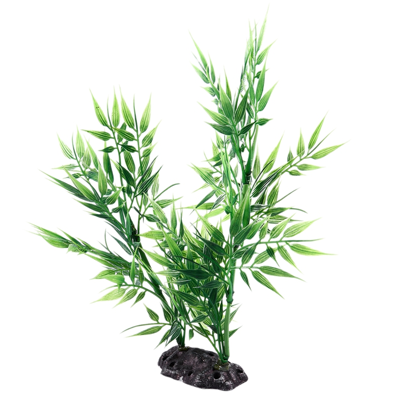 Groene Bamboe Bladeren Vormige Decoratieve Kunstgras Voor Aquarium Fish Tank