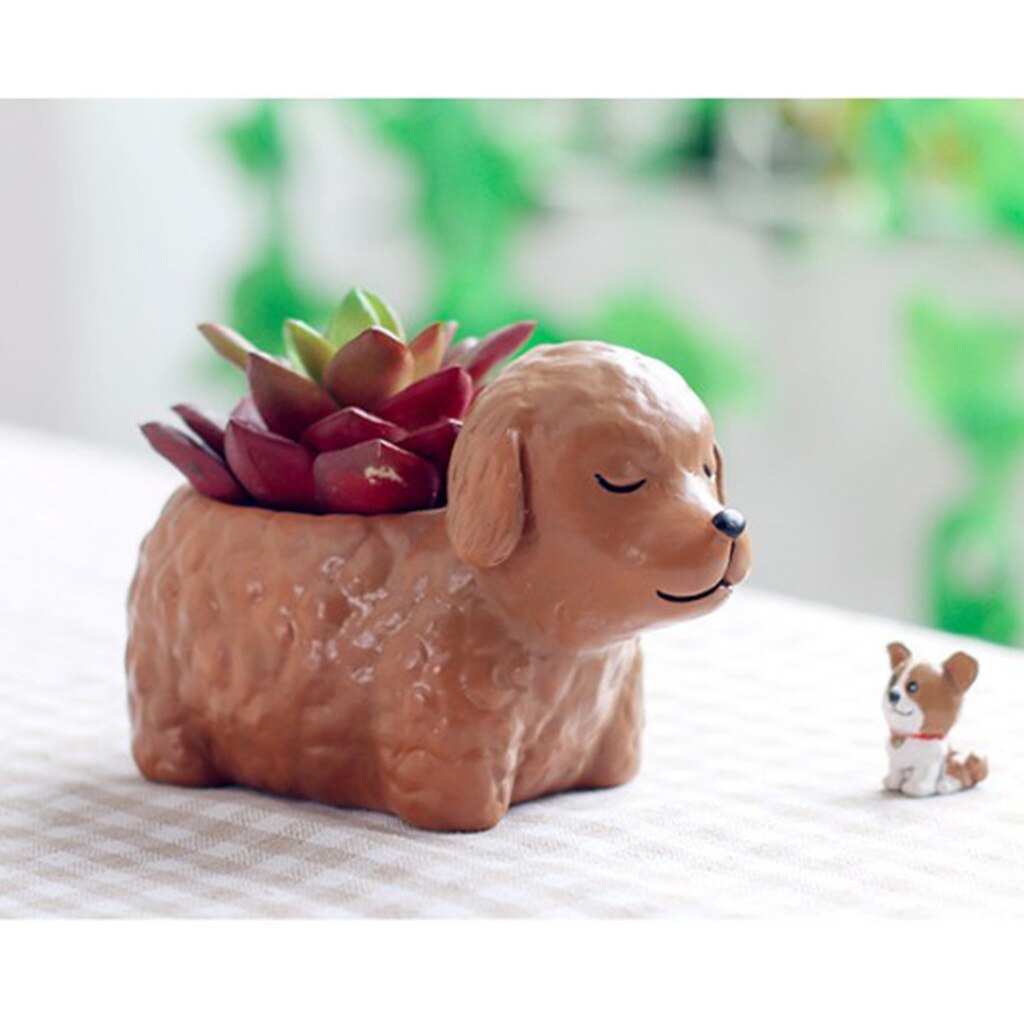 Maceta para resina para suculentas perro Mini maceta Escritorio de balcón Mini maceta flor bonsái jardinera Decoración