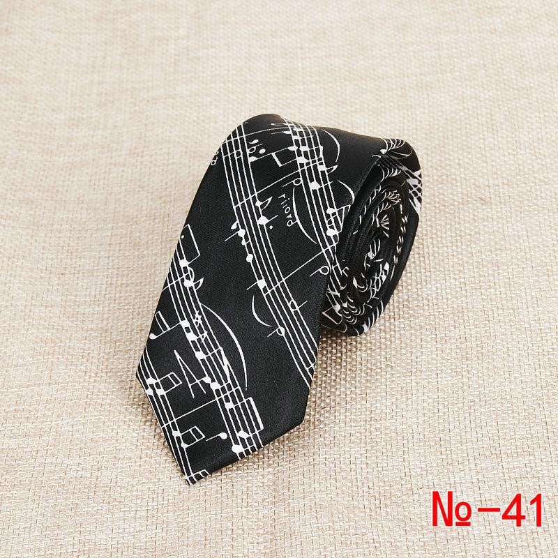 Corbata delgada de clásica para hombre, notas musicales coloridas, guitarra de Piano impresa, corbata de poliéster de 5cm de ancho, accesorio de para