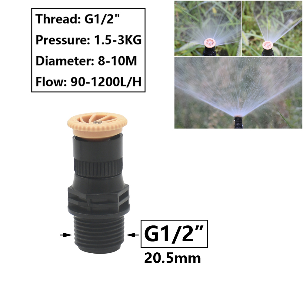 Gartenbewässerungssprinkler mit Kunststoff-Spitze-Unterstützung, 1/2 Zoll Gewinde, 0–360 Grad verstellbare Düse, landwirtschaftliche Gartenbewässerung: Weiß