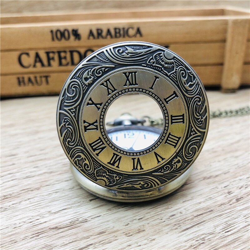 Steampunk Romeinse Cijfers Zakhorloge Mannen Vrouwen Hollow Case Vintage Fob Pocket Horloges Met Hanger Ketting Cep Saati