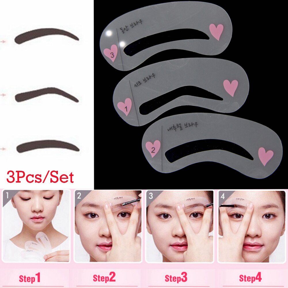 3/4 Styles Eyebrow Shaper Kit Portable Eyebrow Stencil Grooming Makeup Tools Reusable Cosmetics Beauty Accessories