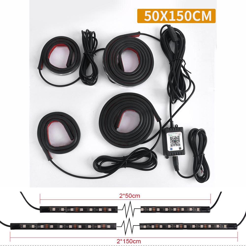 Led Neon Auto Underglow Lichten 12V Chassis Rgb Licht Strip Underglow Sfeer Decoratieve Lamp Kit Exterieur Onderdelen Voor Auto bodem: 4300k wit geel