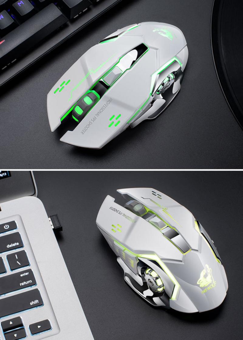 Rechargeable X8 Wireless Silent LED Backlit USB Optical Ergonomic Gaming Mouse Ergonomically Mechanical Mouse