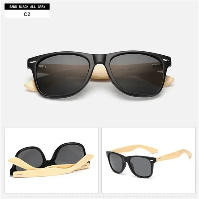 Gafas de sol de madera de 14 colores para hombres y mujeres, gafas de sol cuadradas de bambú para mujeres y hombres, gafas de sol con espejo retro de sol masculino 2025 hechas a mano: Rojo
