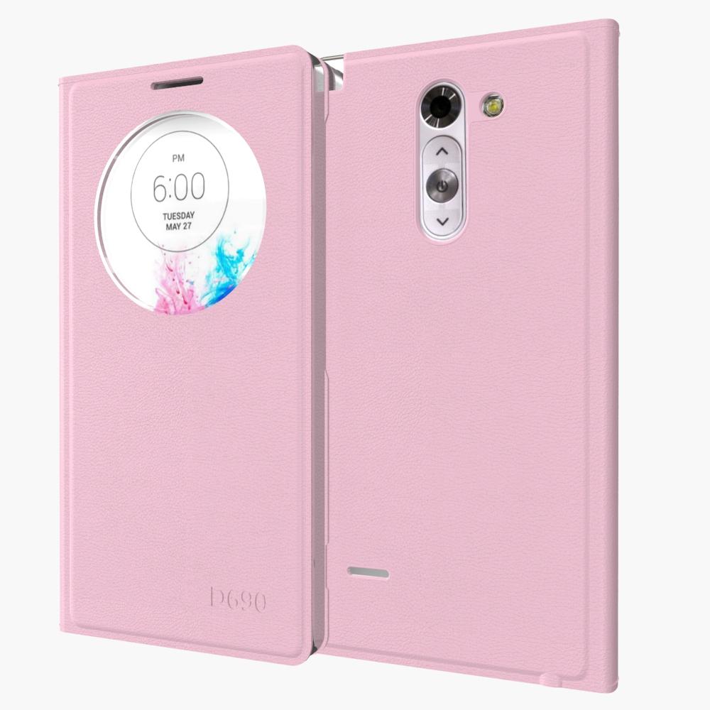 Window View Quick Circle Case For LG G3 Stylus D690 D690N Luxury Leather Flip Cover Case Cell Phone Bag