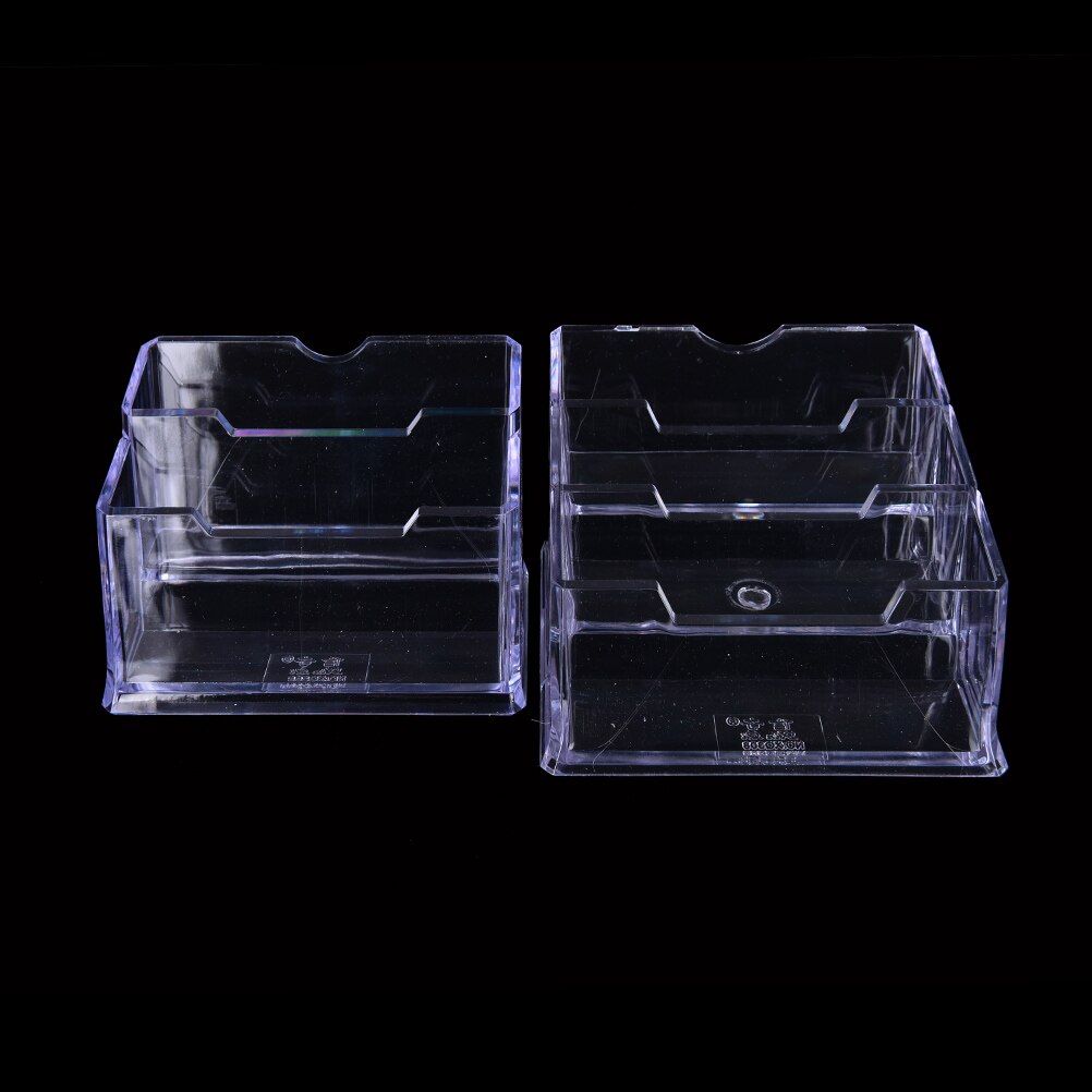 1pc Plastic Acrylic Business ID Card Desk Stand Holder Display Desktop Desk Shelf Box Storage Office School Stationery