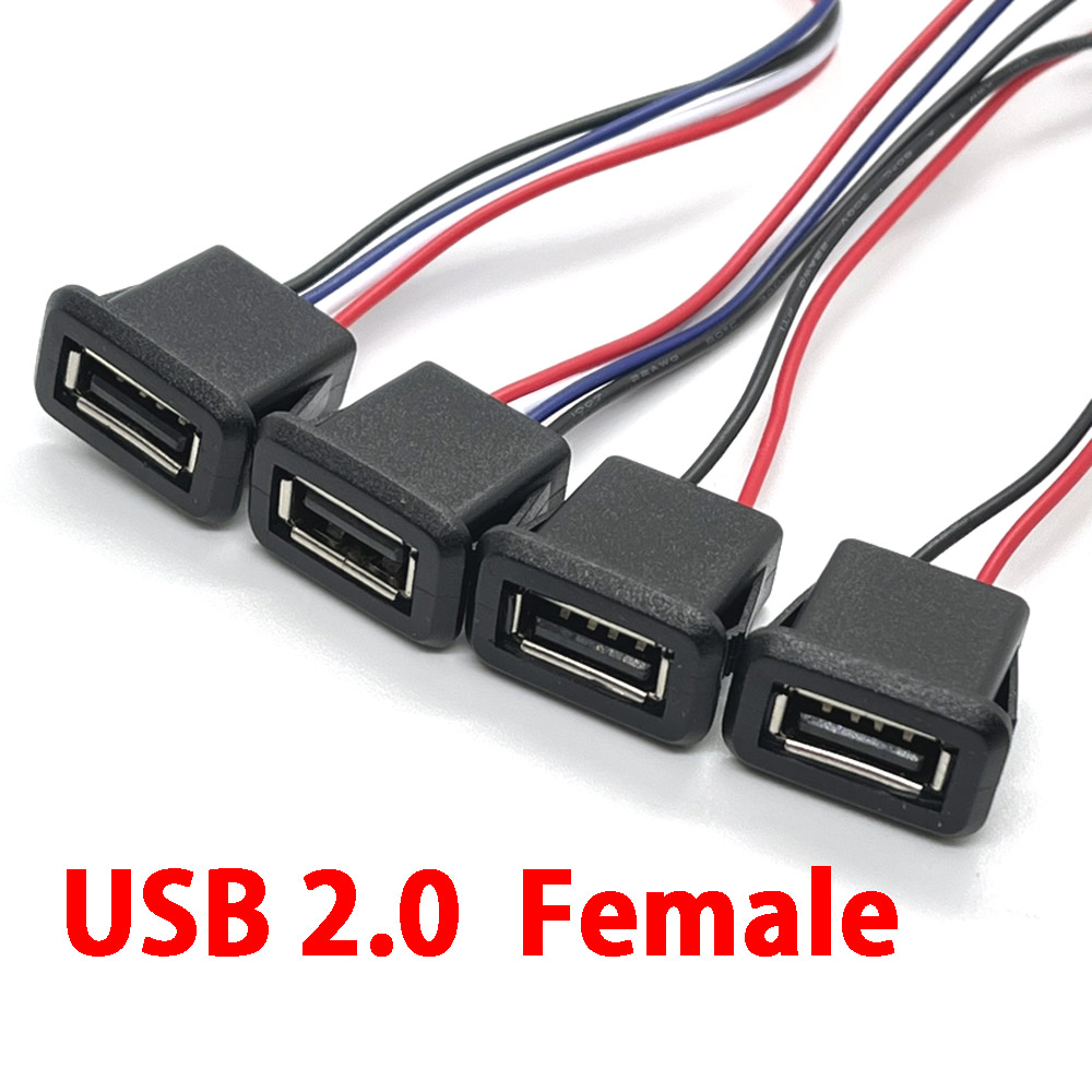 Conector de puerto de carga hembra USB 2,0 de 2/4 cables, conector de puerto de carga de 2 pines y 4 pines con Cable PH2.0, terminales eléctricos, enchufe de cargador USB