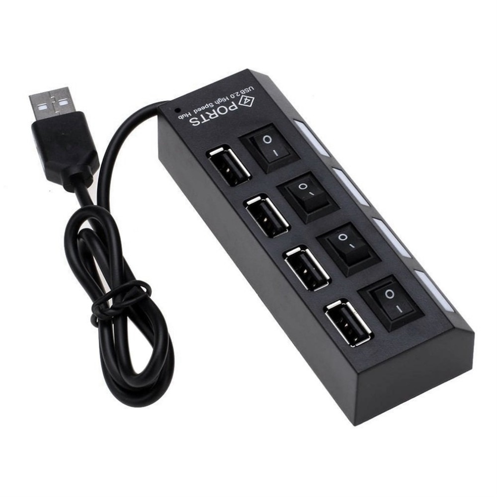 Plug en Play Slanke & Light High Speed 4 Poorten USB 2.0 Interface Externe Multi Uitbreiding hub OP /UIT Schakelaar