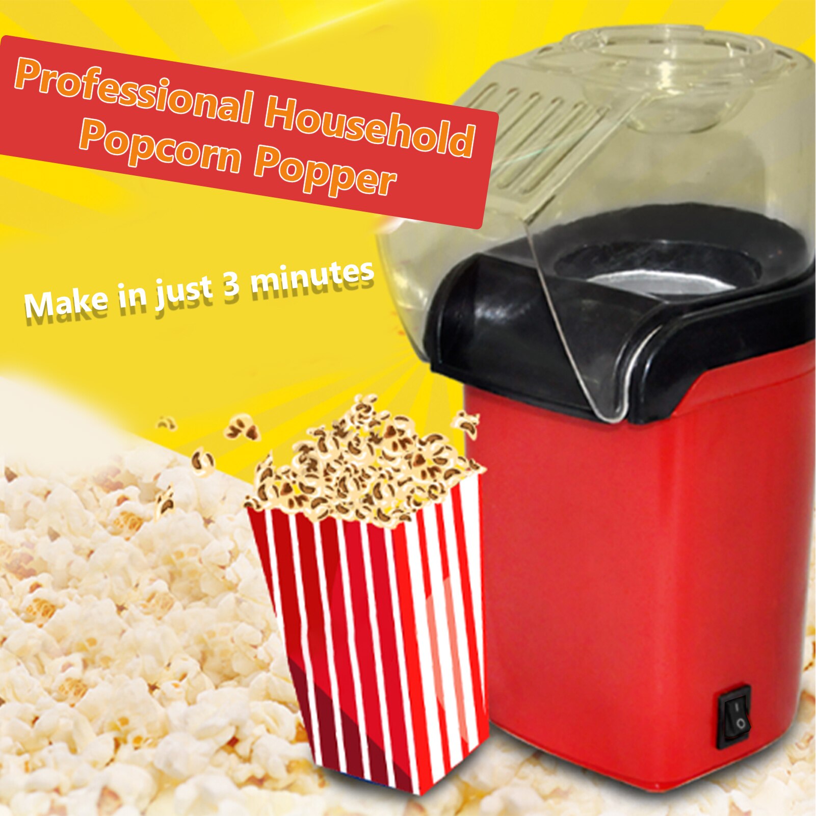 1200W Popcorn Popper Popcorn Maker Elektrische Popcorn Machine Geen Olie Nodig Voor Thuis Familie Kids