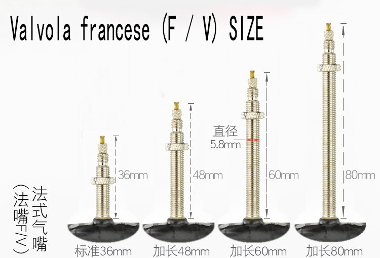 Valve américaine pour chambre à air de vélo de 22 pouces (A/V), valve française (F/V), 1.75 1.5 2.125, accessoires pour pneus de bicyclette
