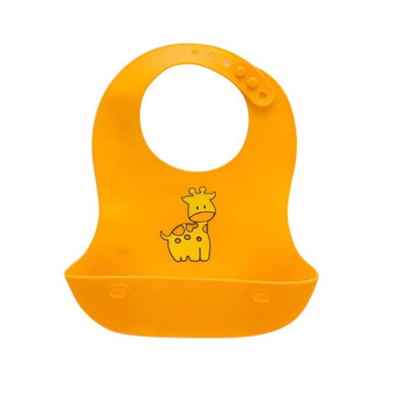 Cartoon Print Baby Bibs Waterproof Silicone Kids Girl Boy Bibs Aprons Baby Accessories Adjustable children Baby Feeding Stuff: orange