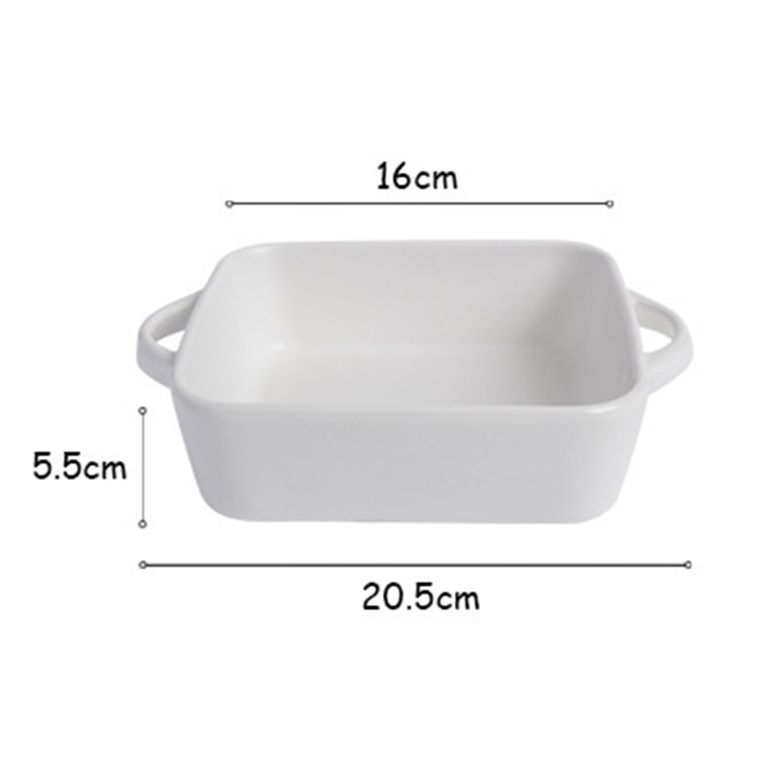 Ceramic color glazed binaural baking tray Simple pasta baked rice tray Barbecue grilled meat cheese tray Kitchen cooking tools: white