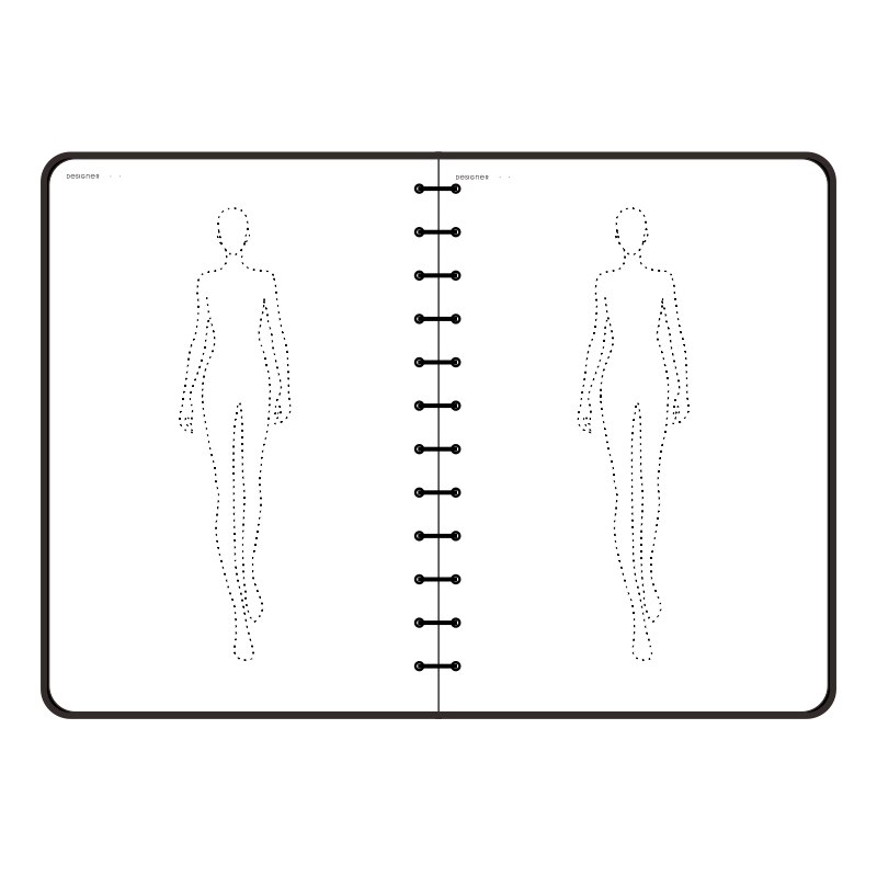 A5 Women Notebook Human Body Notebook Sketch Style Renderings Clothing Tools 50 sheets paper(120g): Default Title