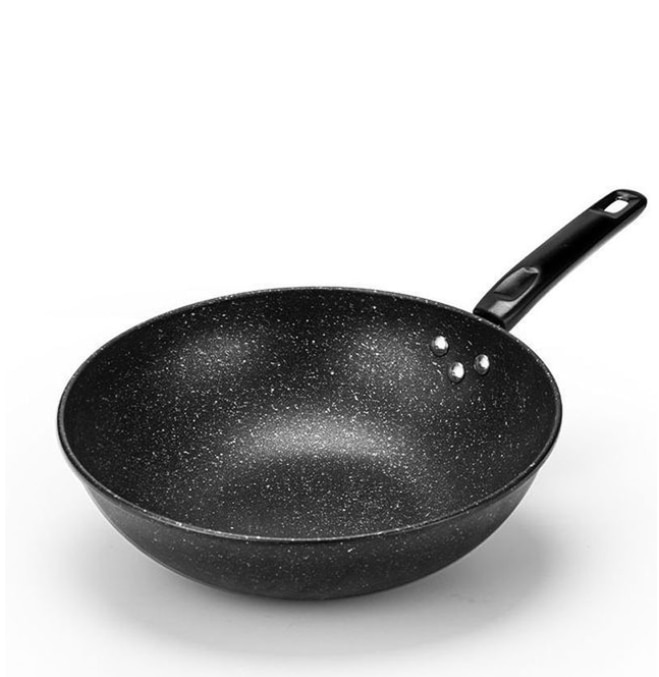 Frying Pan High-end Home Non-stick Plastic Handle Rice Stone Wok Super Cost-effective Scrambled Eggs Pan-free Pan Wok Pans