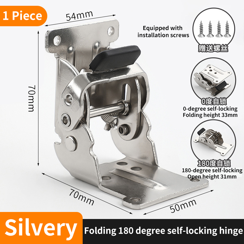 Charnière Autobloquante Pliante Résistante à 180/90 °, Connecteur à Angle Droit, pour Table à Thé et Meubles: GRIS