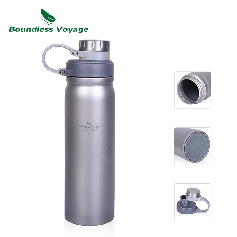 Boundless Voyage Titanium Bottle with Leak Proof Lid Outdoor Camping Hiking Sports Water Bottle Soup Tea Drinkware 1000ml