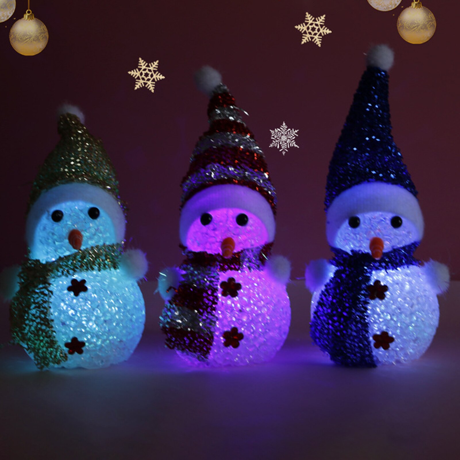 Strass Sneeuwman Met Kleurrijke Hoed Nachtlampje Kerstcadeaus Decoraties Kids Educatief Speelgoed Voor Kinderen