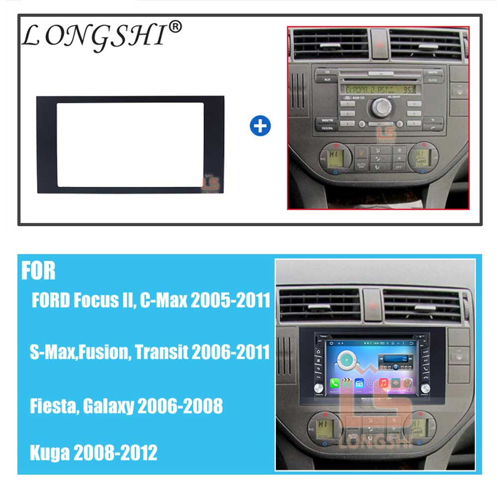 Radio para Ford Focus 2 Din con marco para coche para c-max s-max Fusion Transit , reproductor Multimedia de radio para coche con doble din Fascia