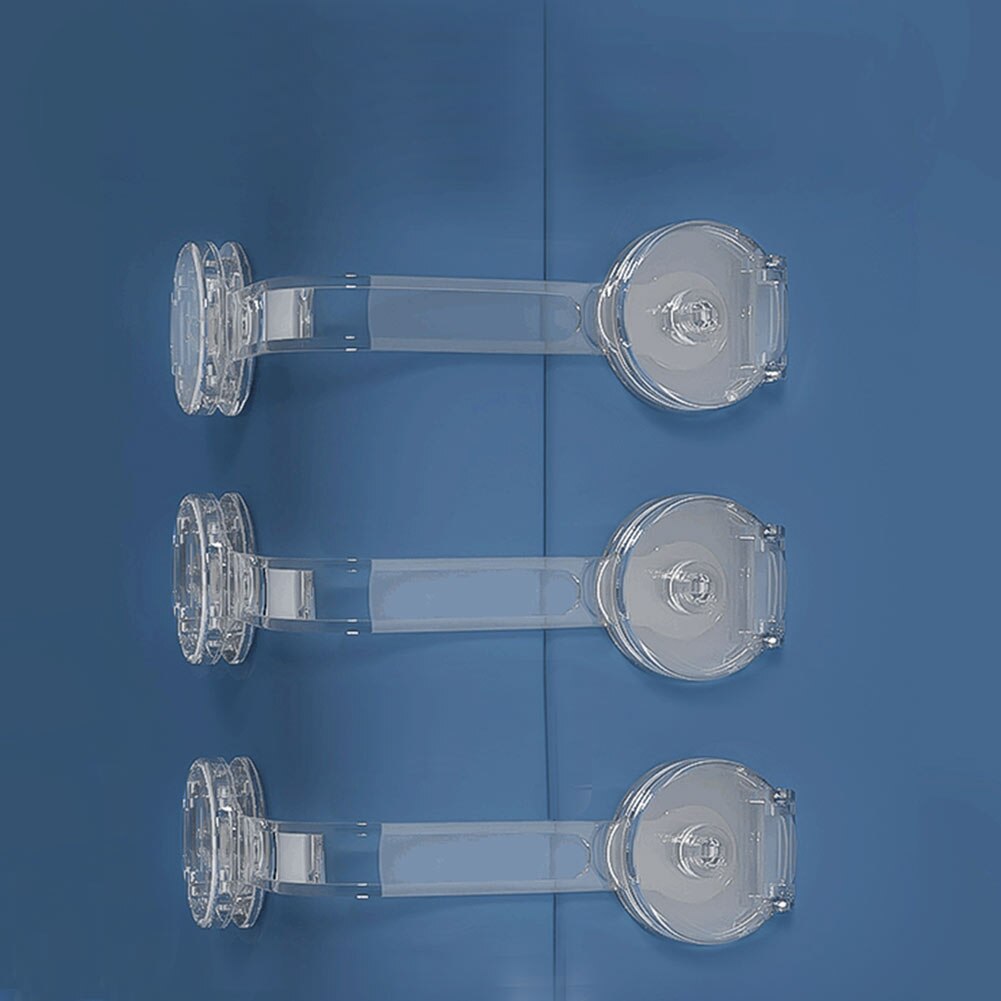 10pcs/pack Child Safety Protection Baby Proof Screw Less Strap Transparent Refrigerator Kitchen For Drawers Cabinet Lock Latch