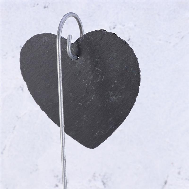Slate Plant Label Natural Style Heart-shaped Iron Hanging Greenhouse Sign Gardening Sign Garden Marker for Flower Bed Pots