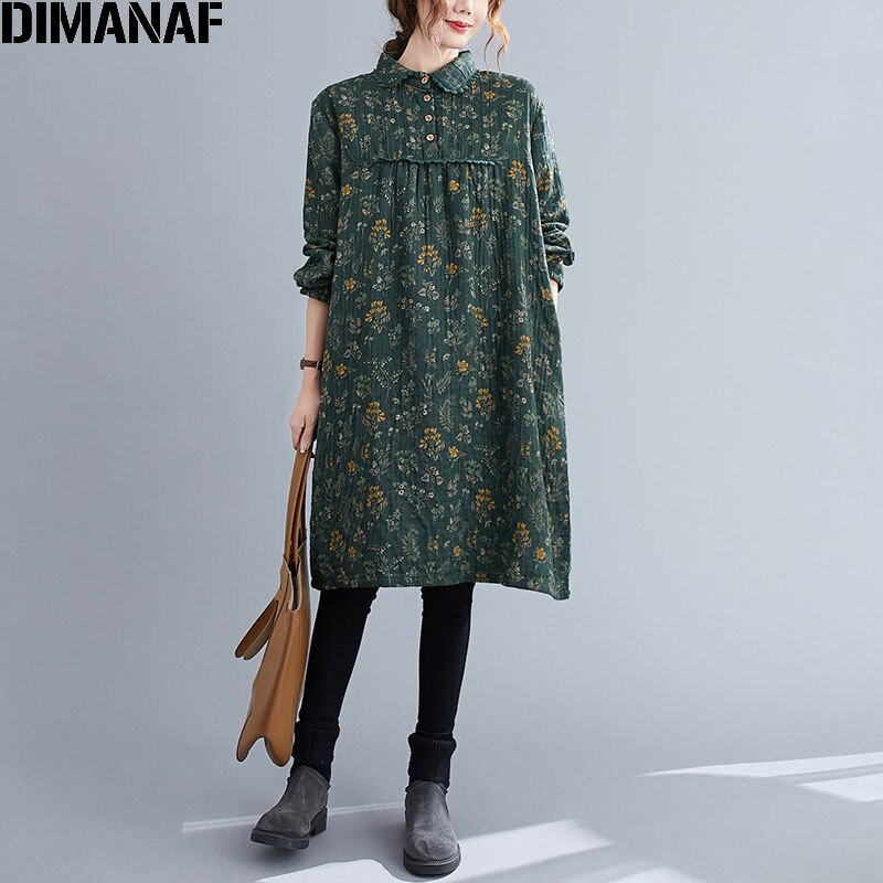 Dimanaf plus size kjole kvinner blomstertrykt volang skjøtet blondeknapp bluse kvinnelig casual stil vintage sundress: Xl