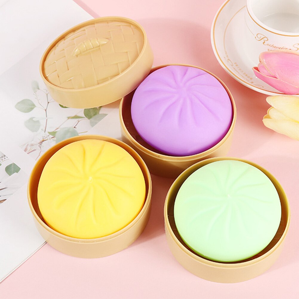 Mini simulation dampede boller presse legetøj langsomt stigende stress aflastning squishy legetøj antistress sjov bold dumpling bolle model