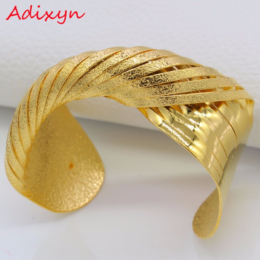 Adixyn-brazalete trenzado de oro para mujer, pulsera de Color dorado y cobre, Dubai, África, boda ancha, Joyería Árabe N01191