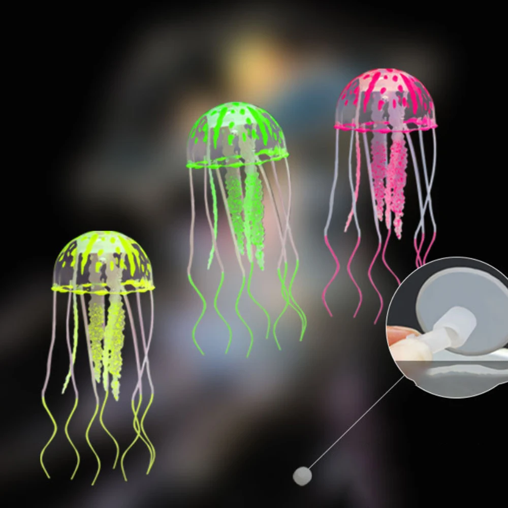 Aquarium Kunstmatige Zwemmen Lichtgevende Kwallen Decoratie Aquarium Siliconen Lichtgevende Kwallen Ornament Aquarium Landschap Decor