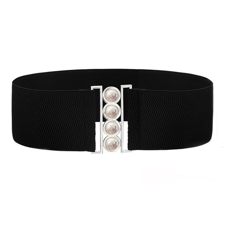 Curele elastice late elastice de lux pentru femei rochie cu cataramă metalică argintie curea din țesătură corset feminin accesorii de îmbrăcăminte: Negru