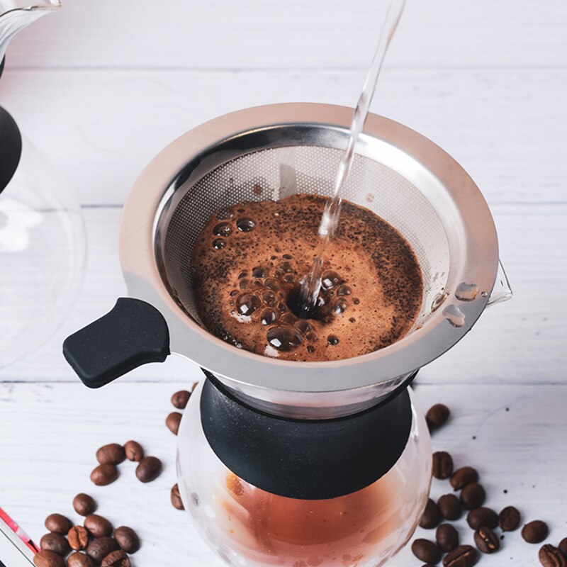 Taza de café de vidrio reutilizable, taza para café casera, cafetera hecha a mano, tetera con goteo de hielo, juego de café hecho a mano portátil
