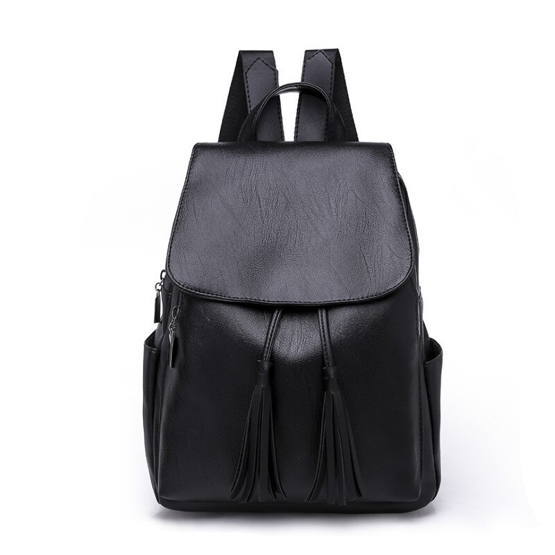 Chuwanglin sac à dos De femmes couleur Unie sacs à dos en cuir Simple bookbag bolsa feminina décontracté sacs d'école A3030: Black