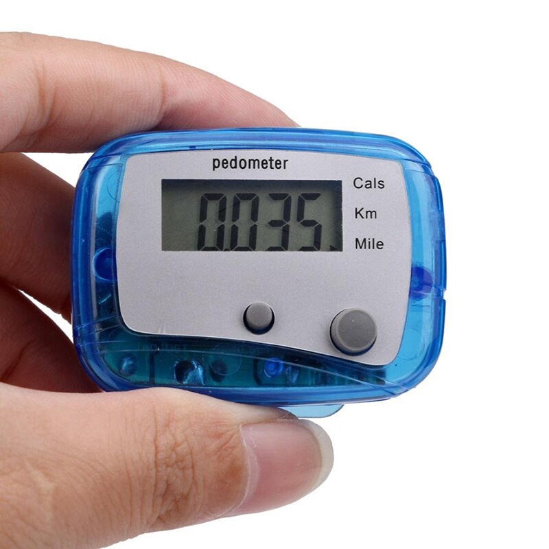 Mini Digital Calculation Clip-on Passometer LCD Pedometer for Walking Running Jogging Training Step Counter Double Keys: Blue