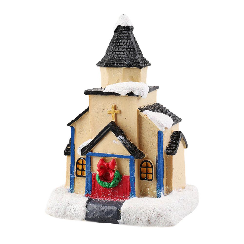 Christmas Decorations Lighthouse Christmas Scene Village Houses Town With Warm White Dream European Style Snow House Kids 1: 01